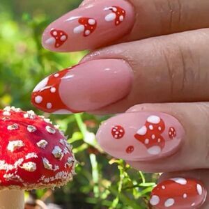 Cottagecore Fairy Whimsy Goblin Mushroom Kawaii 24 Set Almond Nails